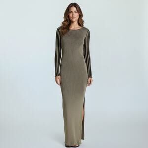 Romeo & Juliet Ribbed Bodycon Gold Maxi Dress Sz S